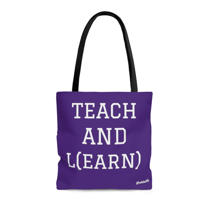 TEACH AND L(EARN) Tote Bag (Purple/White) - EDU HUSTLE