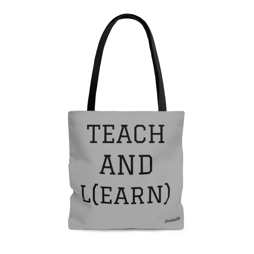TEACH AND L(EARN) Tote Bag (Grey/Black) - EDU HUSTLE