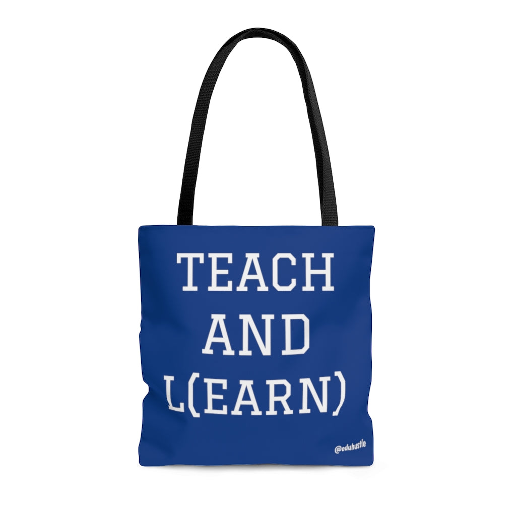 TEACH AND L(EARN) Tote Bag (Blue/White) - EDU HUSTLE
