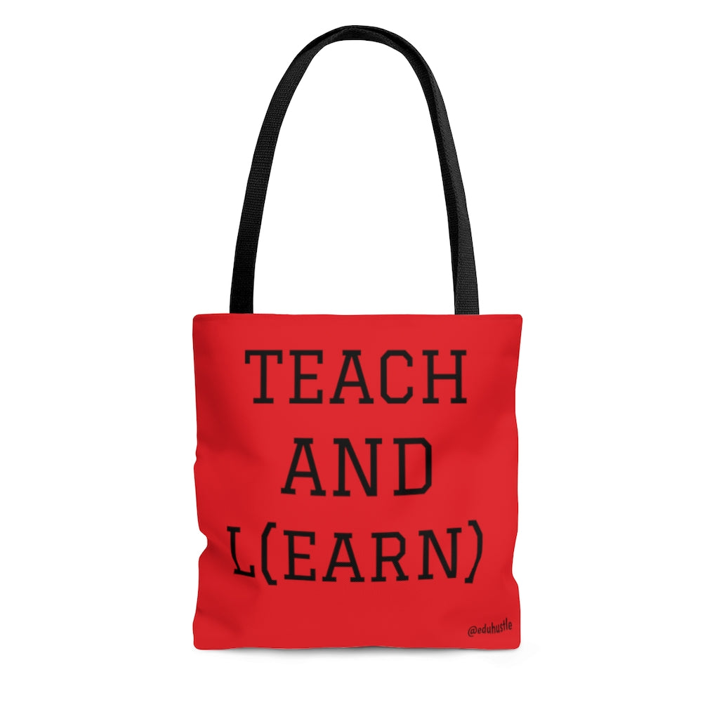 TEACH AND L(EARN) Tote Bag (Red/Black) - EDU HUSTLE