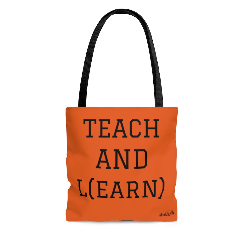 TEACH AND L(EARN) Tote Bag (Orange/Black) - EDU HUSTLE