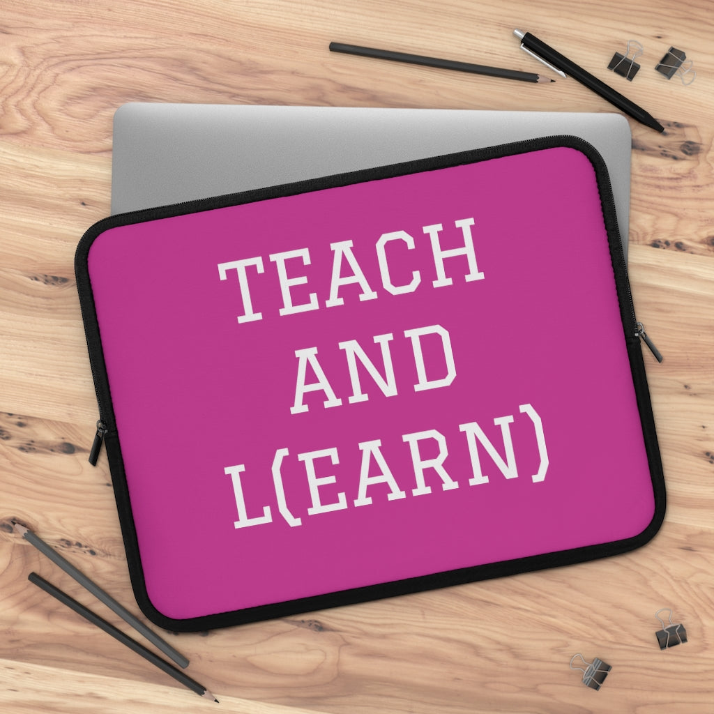 TEACH AND L(EARN) Laptop Sleeve (Pink/White) - EDU HUSTLE