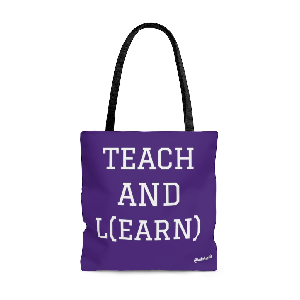 TEACH AND L(EARN) Tote Bag (Purple/White) - EDU HUSTLE