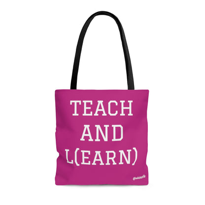 TEACH AND L(EARN) Tote Bag (Pink/White) - EDU HUSTLE