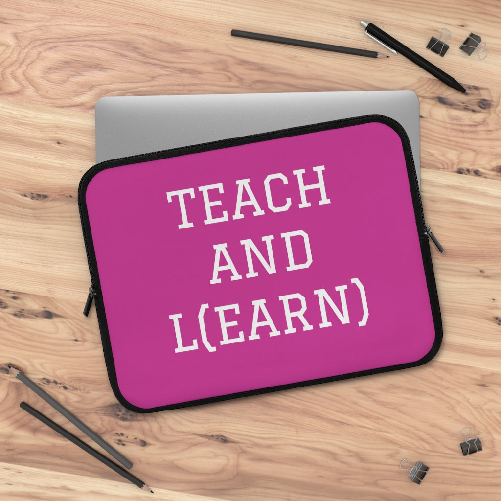 TEACH AND L(EARN) Laptop Sleeve (Pink/White) - EDU HUSTLE