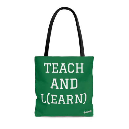 TEACH AND L(EARN) Tote Bag (Green/White) - EDU HUSTLE